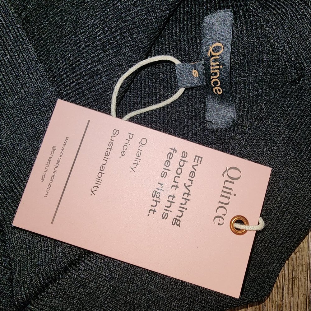 Quince Cropped Halter Ribbed Knit Tank NWT Black Small - Picture 4 of 6